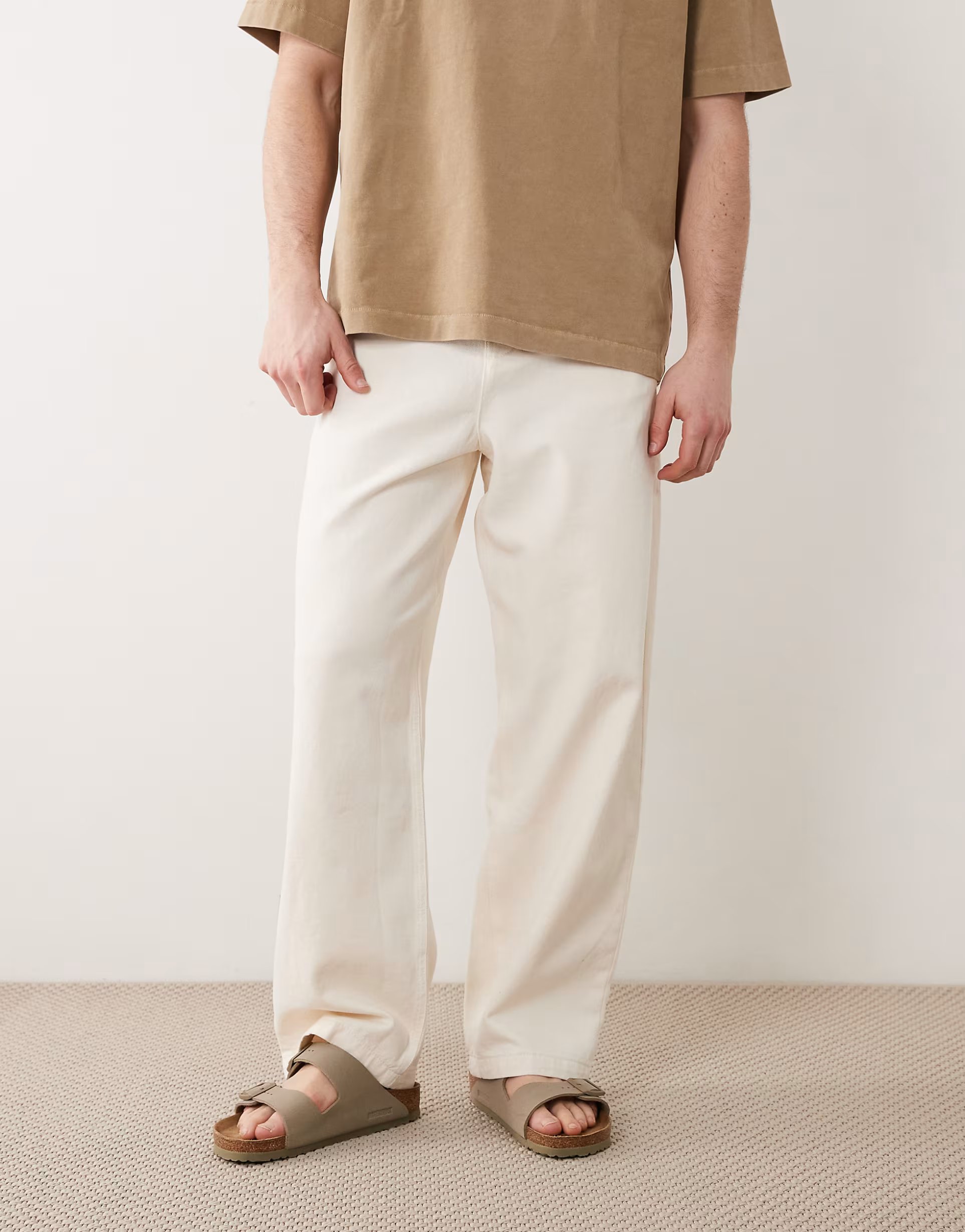 ASOS ASOS DESIGN loose straight trousers in ecru - 1