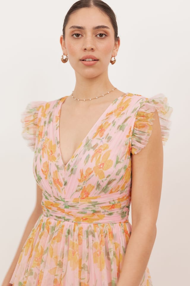 Anaya with Love Anaya with Love Women's Floral V Neck Tiered Midaxi Dress - 3