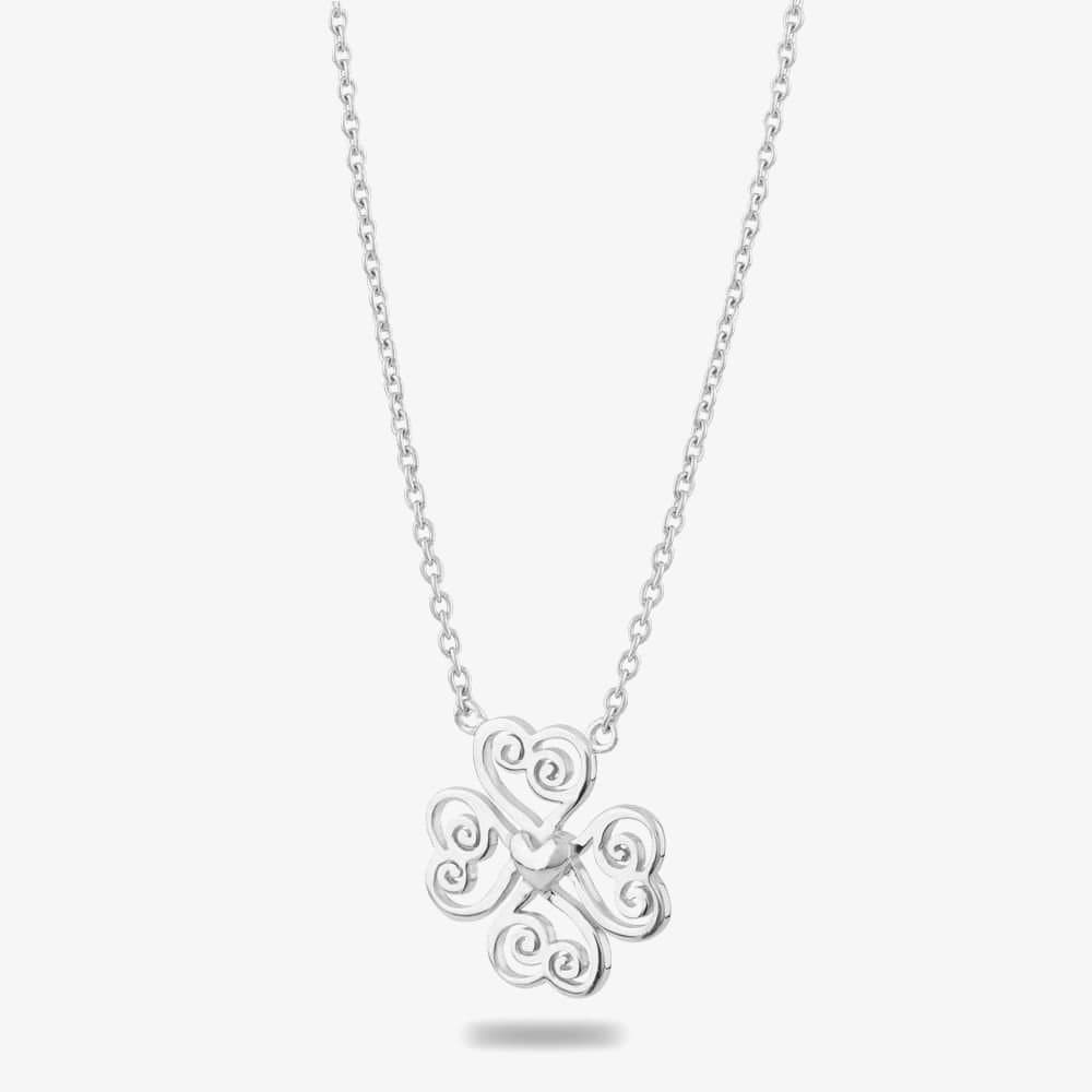 Rosa Lea Rosa Lea Women's Filigree Heart Four Leaf Clover Necklace AM-2THB010004 in Silver