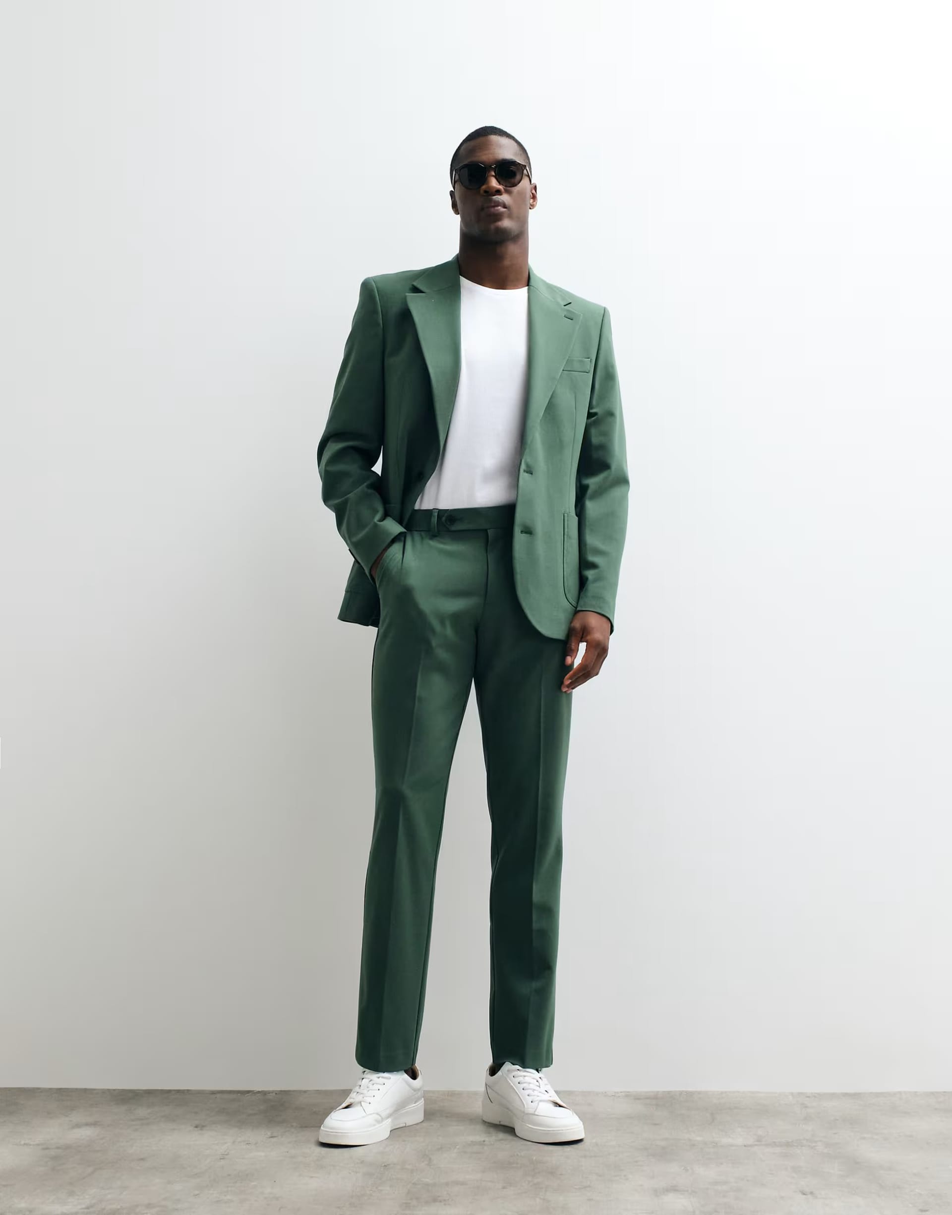 ASOS DESIGN Dark Green Satin Slim Suit Trousers
