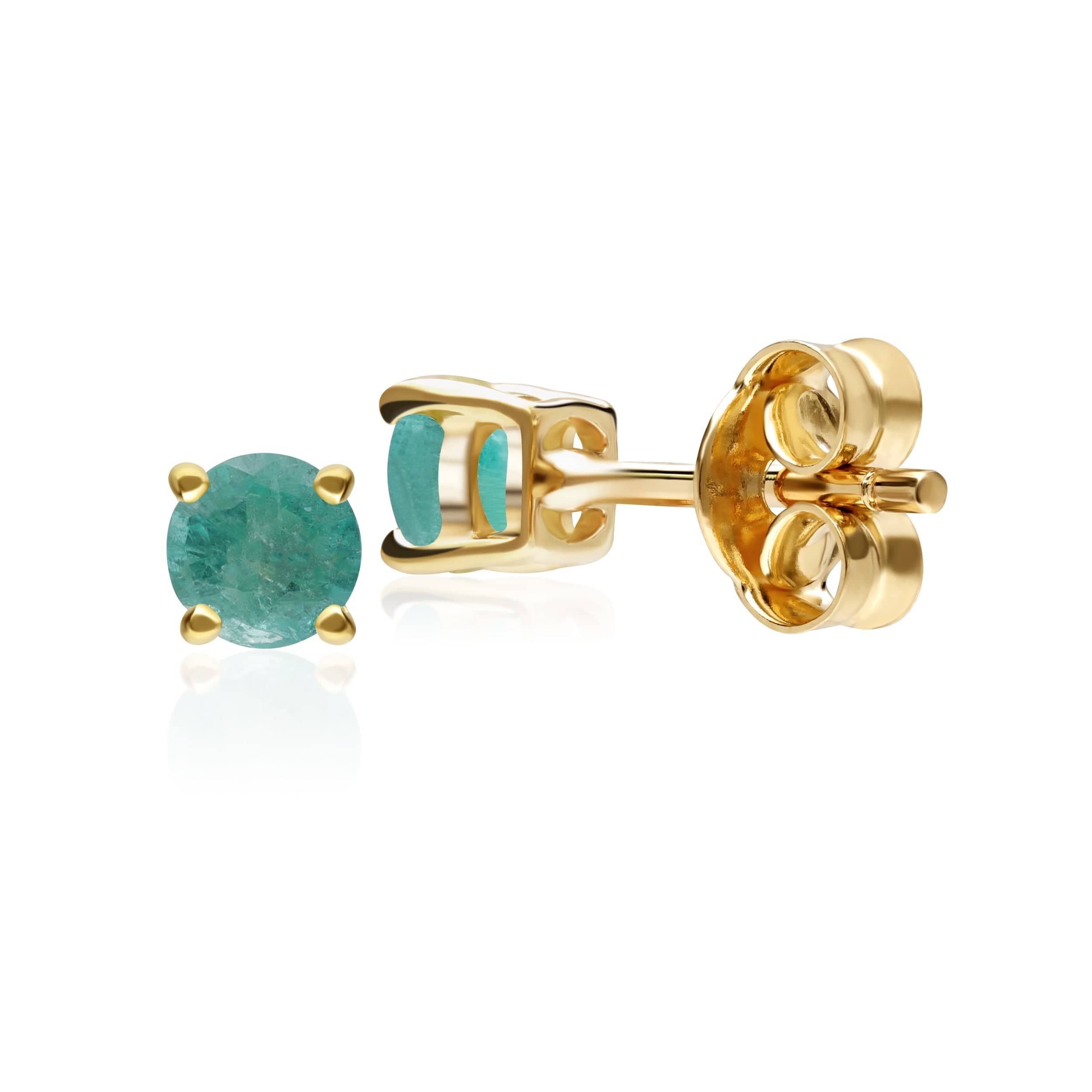 Gemondo Gemondo Women's Classic Round Emerald Stud Earrings in 9ct Yellow Gold 3.5mm in Green - 3