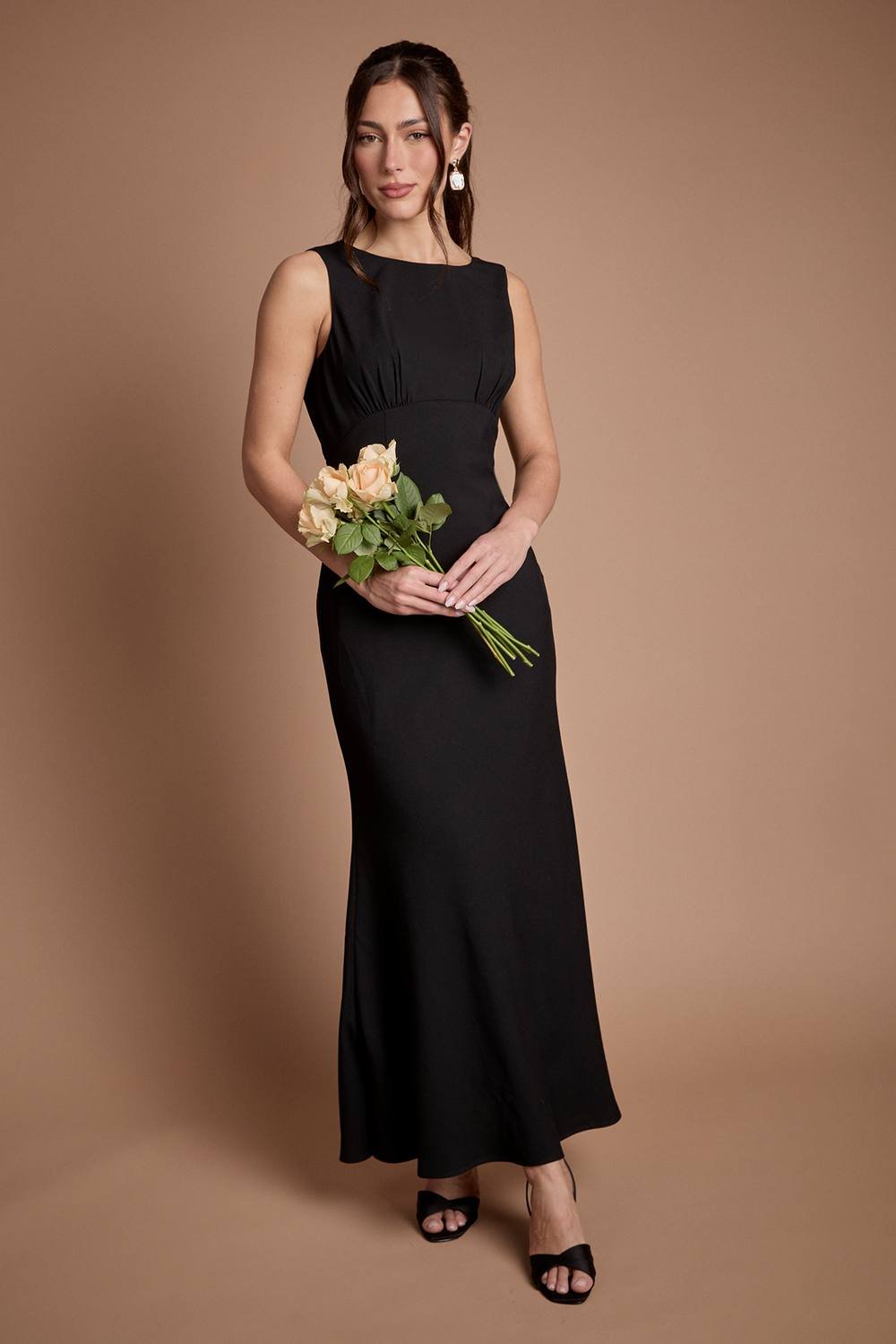 Coast Coast Women's Honoured Petite Sleeveless Cowl Back Maxi Bridesmaid Dress in Black - 2