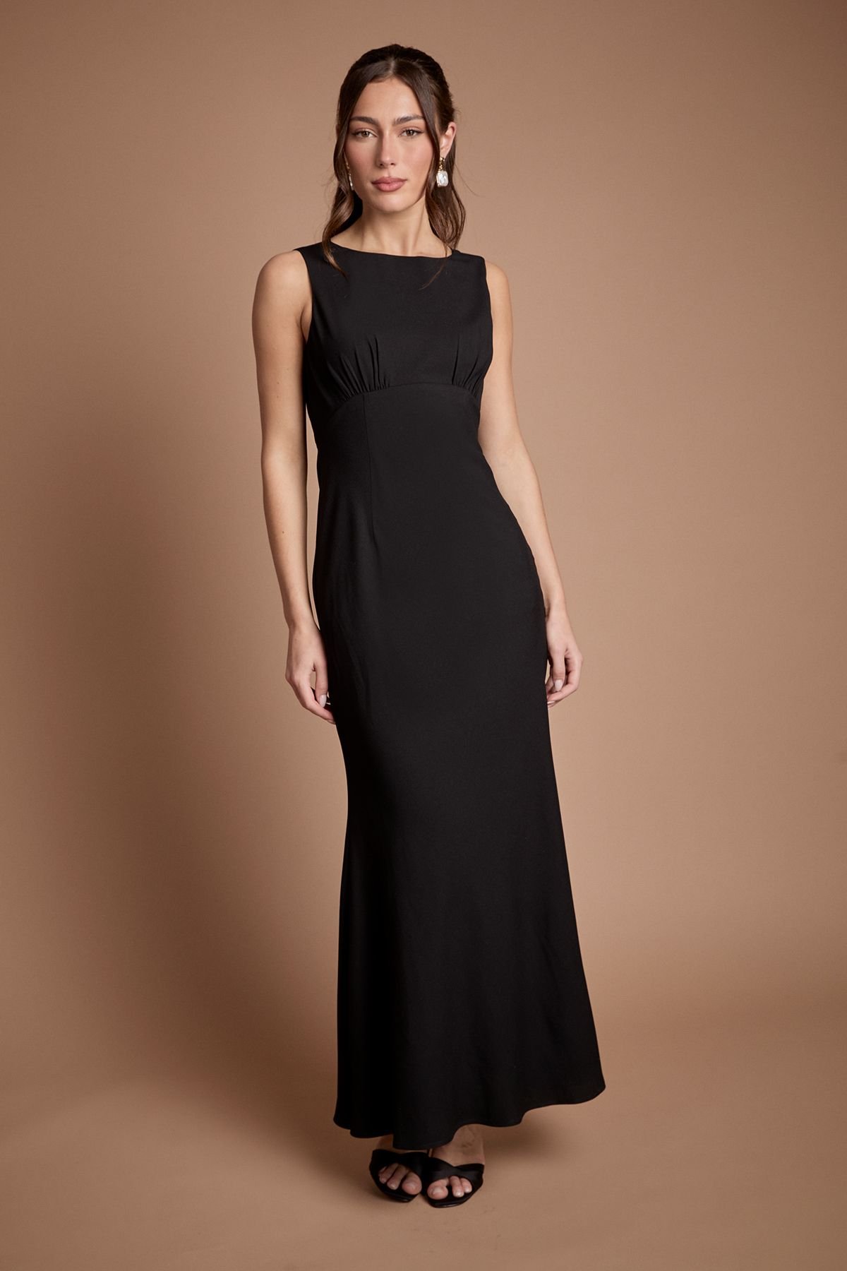 Coast Coast Women's Honoured Petite Sleeveless Cowl Back Maxi Bridesmaid Dress in Black - 4