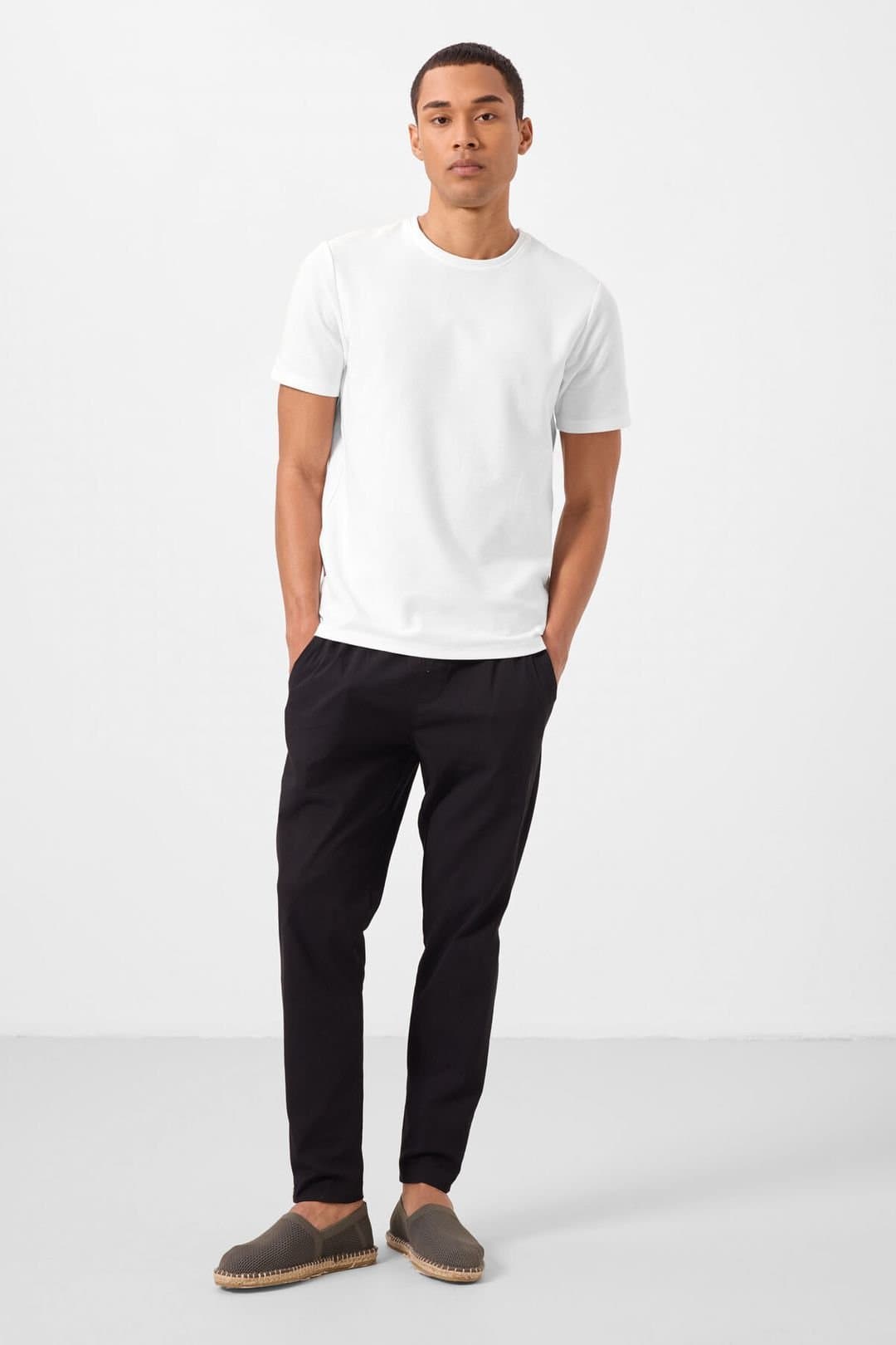 Tommy Life Tommy Life Men's Straight-leg Gabardine Chino Trousers in Black