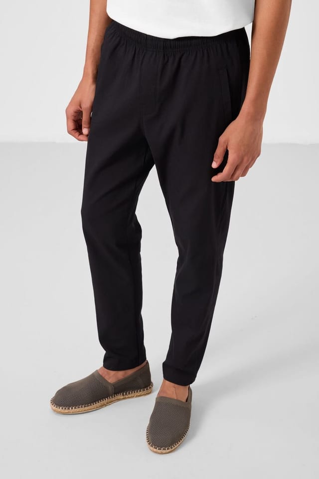 Tommy Life Tommy Life Men's Straight-leg Gabardine Chino Trousers in Black - 2