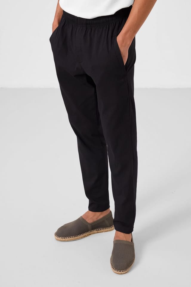 Tommy Life Tommy Life Men's Straight-leg Gabardine Chino Trousers in Black - 3