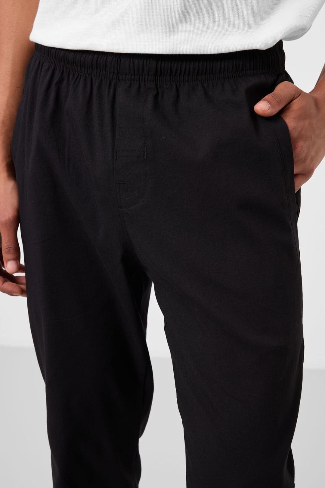 Tommy Life Tommy Life Men's Straight-leg Gabardine Chino Trousers in Black - 4