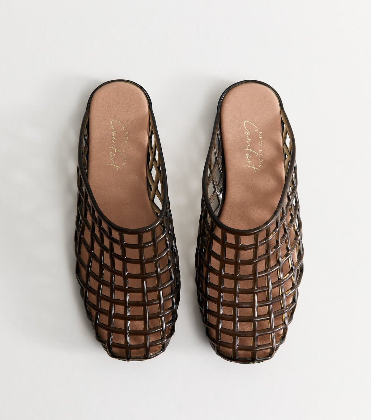 New Look Women's Black Lattice Jelly Mules Vegan New Look