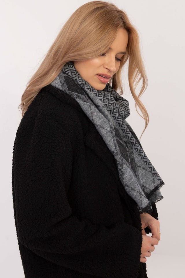 Love Lace Love Lace Women's Elegant Geometric Pattern Viscose Scarf Lightweight Soft Shawl in Black - 2