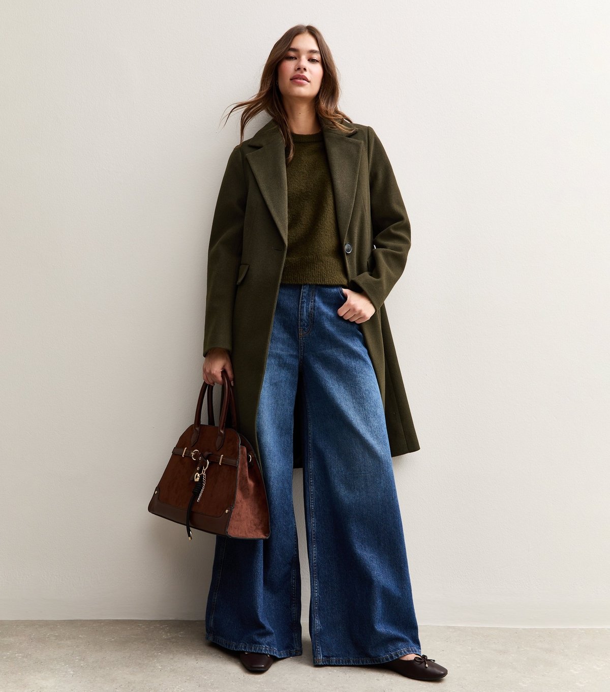 New Look Women's Dark Khaki Single Button Lined Coat New Look - 3