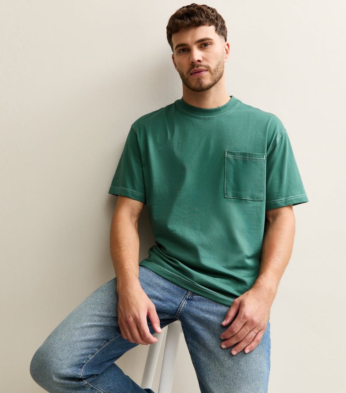 Only and Sons Men's Dark Green Cotton Front Pocket T-Shirt Only and Sons New Look