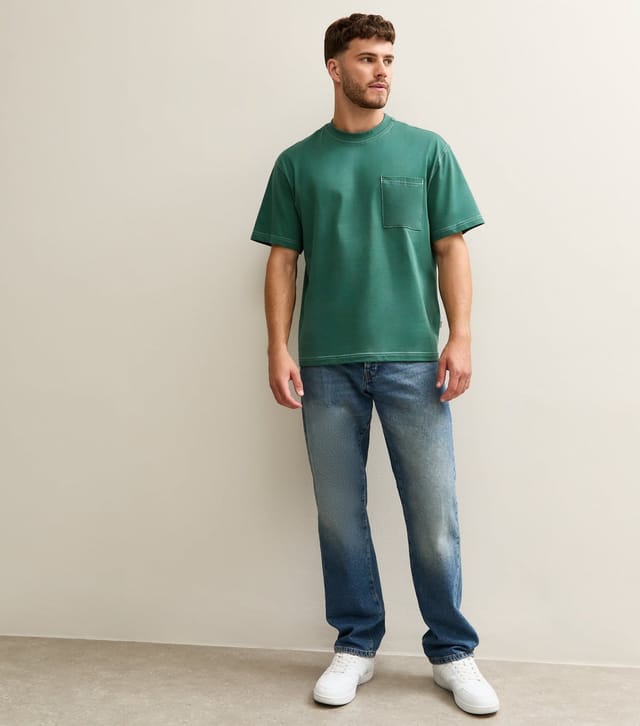 Only and Sons Men's Dark Green Cotton Front Pocket T-Shirt Only and Sons New Look - 3
