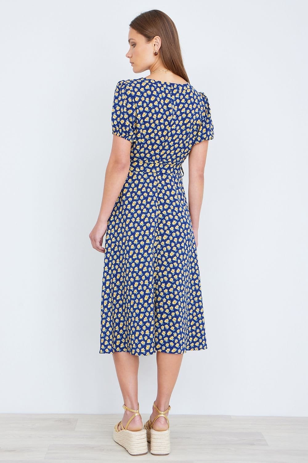 Yumi Yumi Women's Navy Floral Midi Shirt Dress - 4