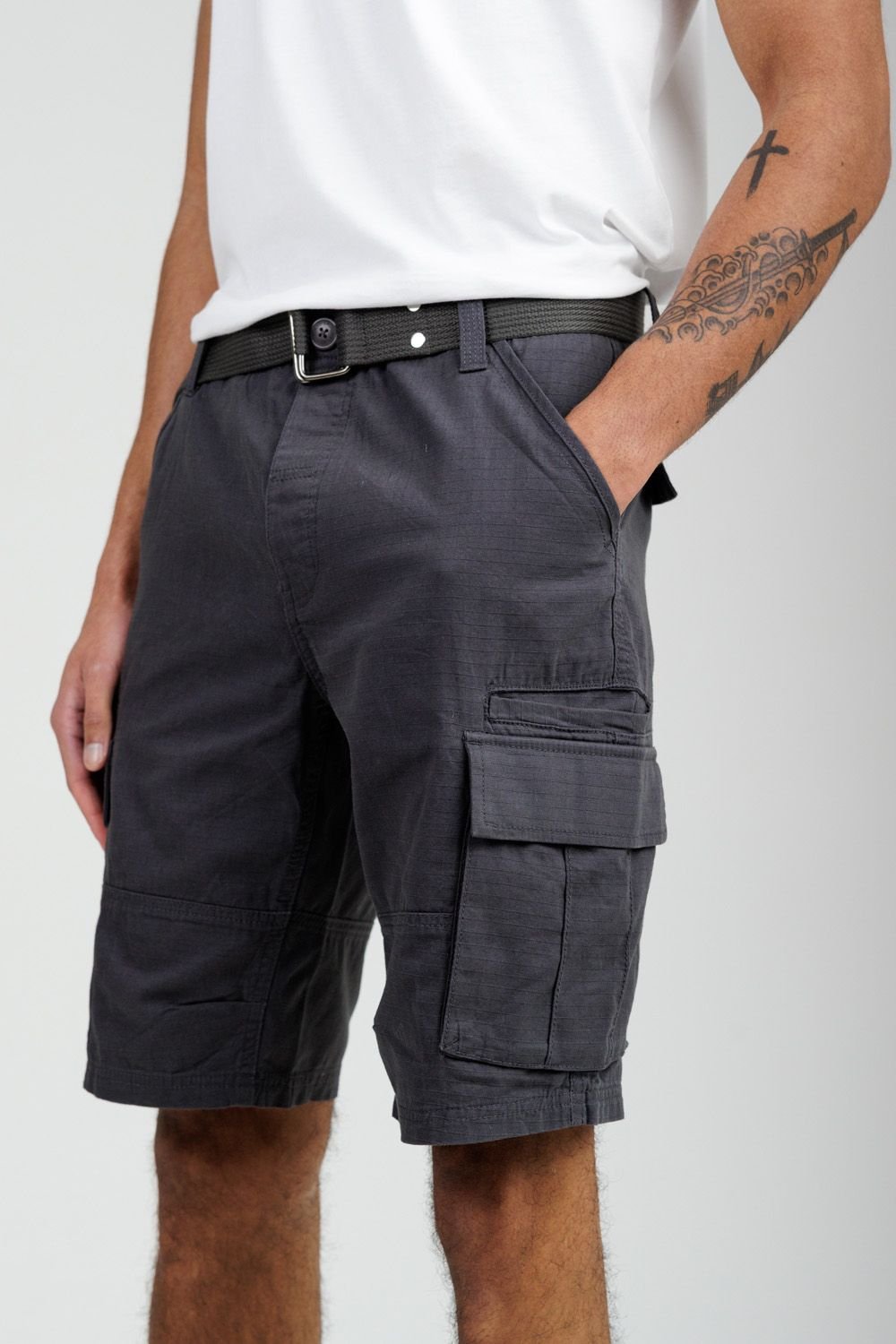 Tokyo Laundry Tokyo Laundry Men's Cotton Ripstop Cargo Shorts in Grey - 4