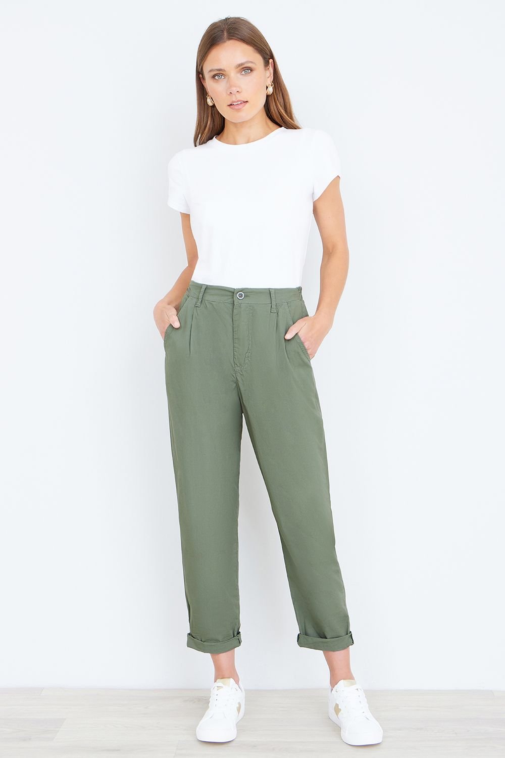 Yumi Yumi Women's Khaki Cotton Canvas Chinos - 2