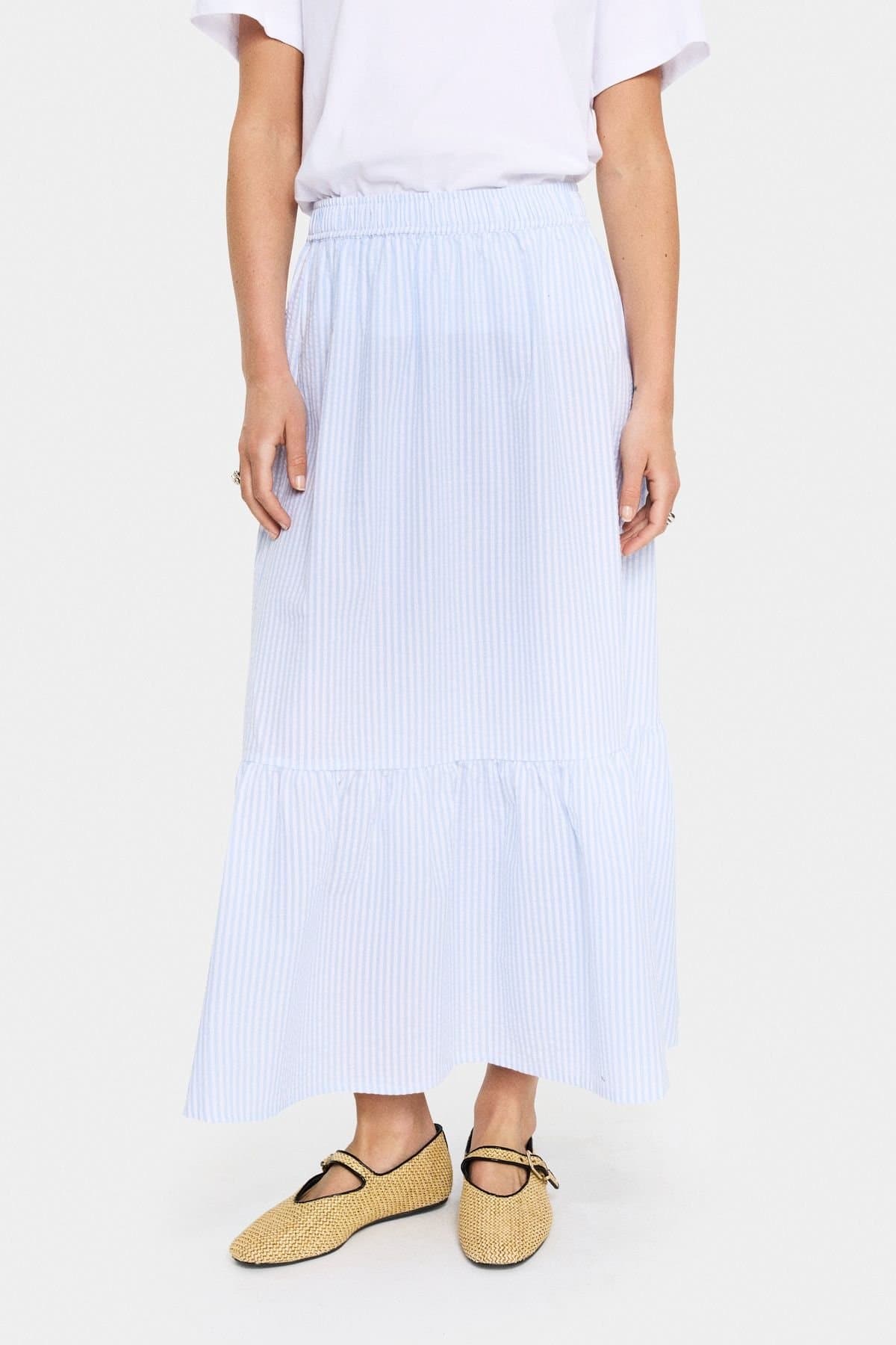 Saint Tropez Saint Tropez Baby Blue Striped Maxi Skirt