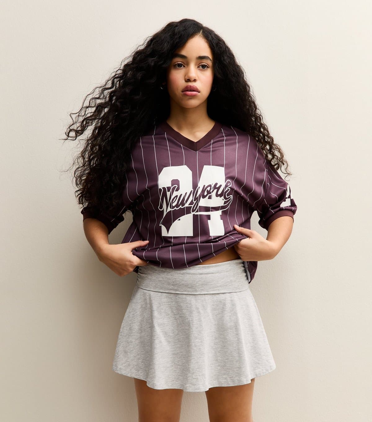 New Look Girls' Dark Grey Ruched Fold Over Skort New Look