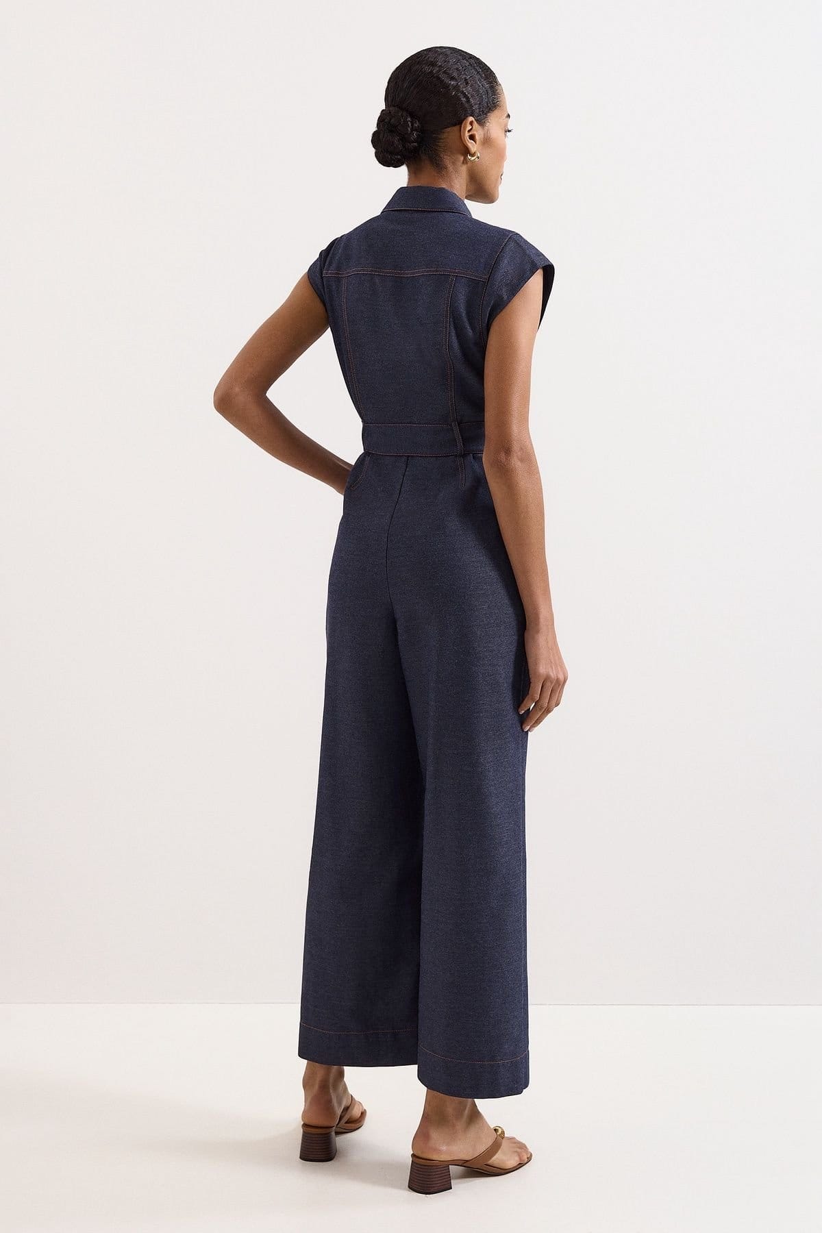 Phase Eight Phase Eight Women's Belted Collared Wide-Leg Jumpsuit in Dark Indigo - 4