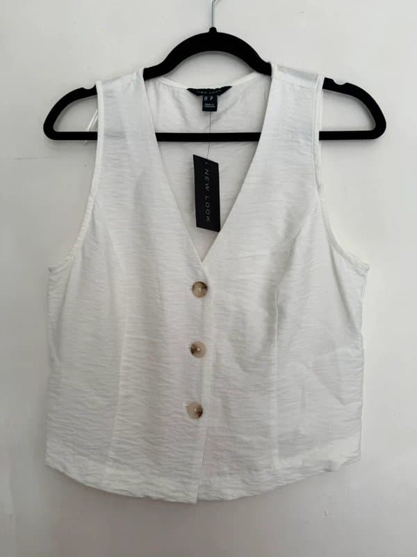 New Look White tailored linen waistcoat