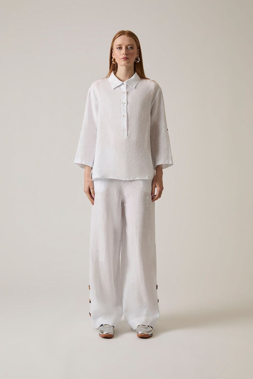 James Lakeland James Lakeland Women's White Linen Blouse