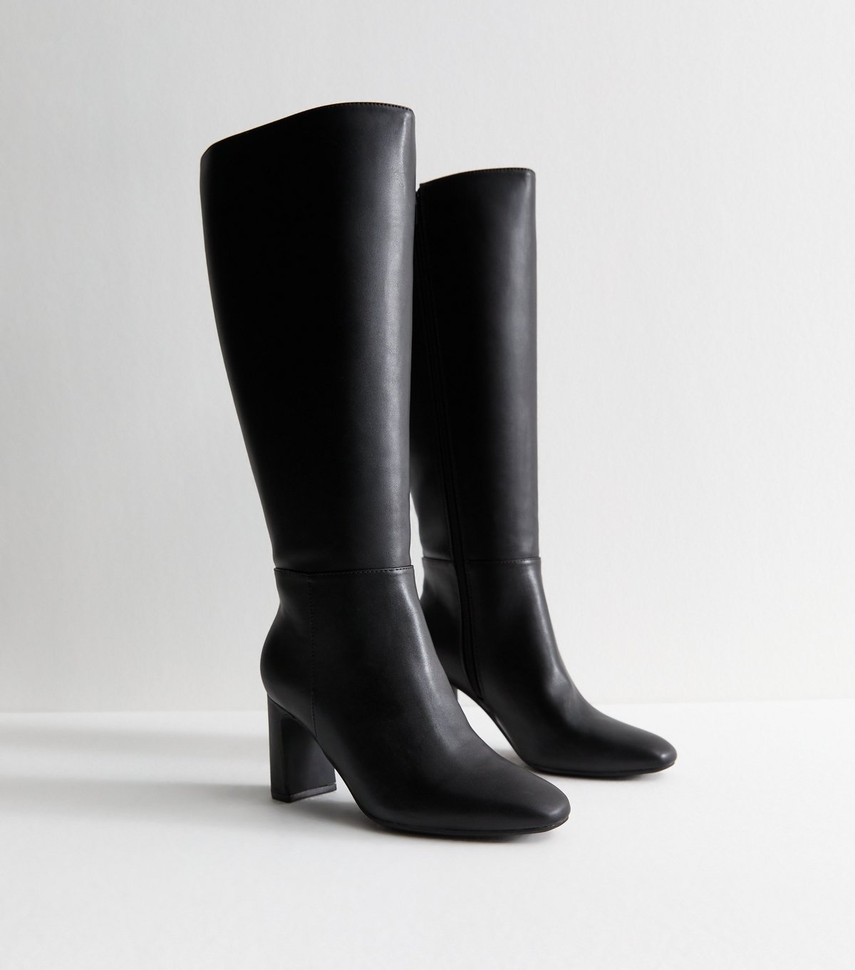 New Look Women's Extra Calf Fit Black Faux Leather Heeled Boots Vegan New Look - 3