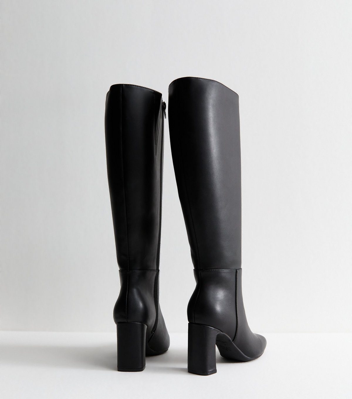 New Look Women's Extra Calf Fit Black Faux Leather Heeled Boots Vegan New Look - 4