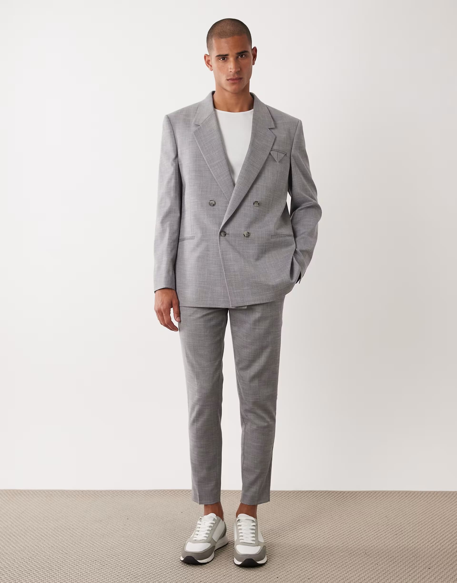 ASOS ASOS DESIGN tapered suit trousers in mid grey