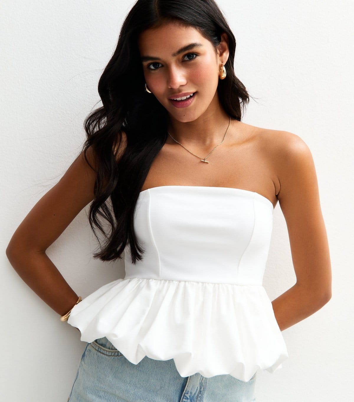 New Look White Jersey Bandeau Top
