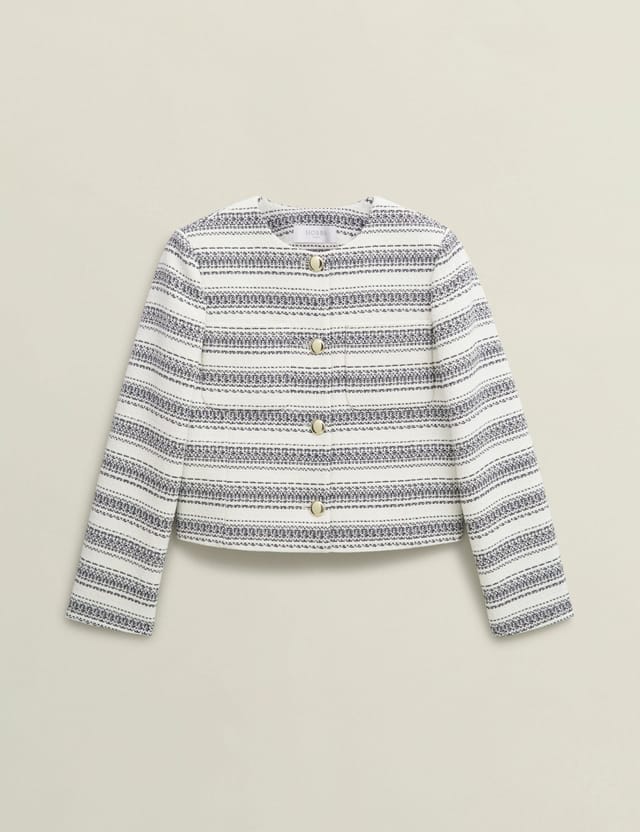 Hobbs London Hobbs London Women's Longcross Round Neck Button Front Jacket in Off-White - 2