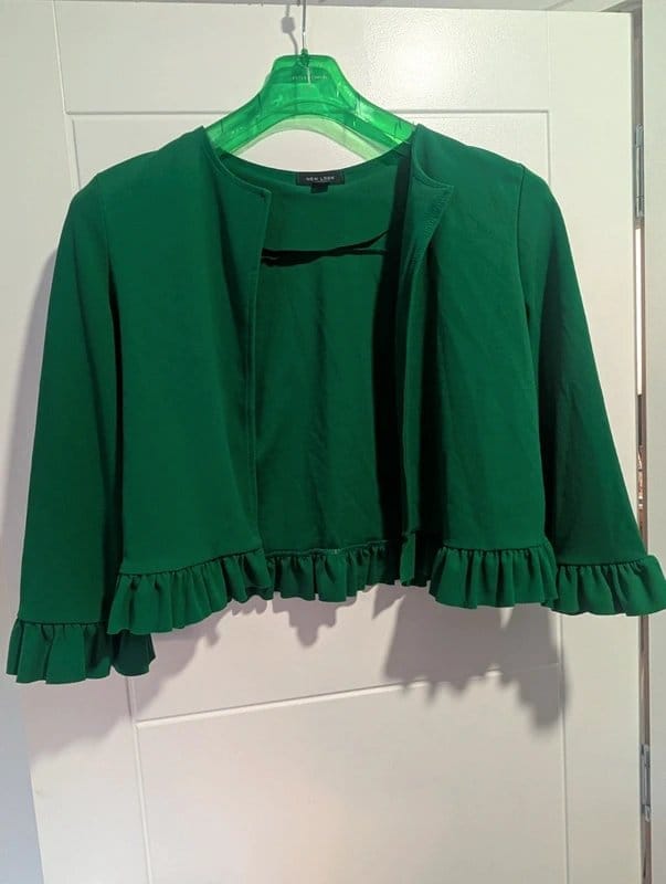 New Look Green Crop Jacket Size 10