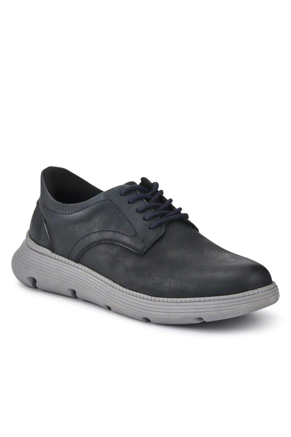 Pavers Pavers Men's Easy Step In Casual Leather Lace Up Shoes in Navy
