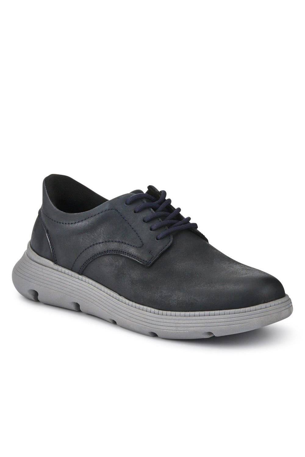 Pavers Pavers Men's Easy Step In Casual Leather Lace Up Shoes in Navy - 3