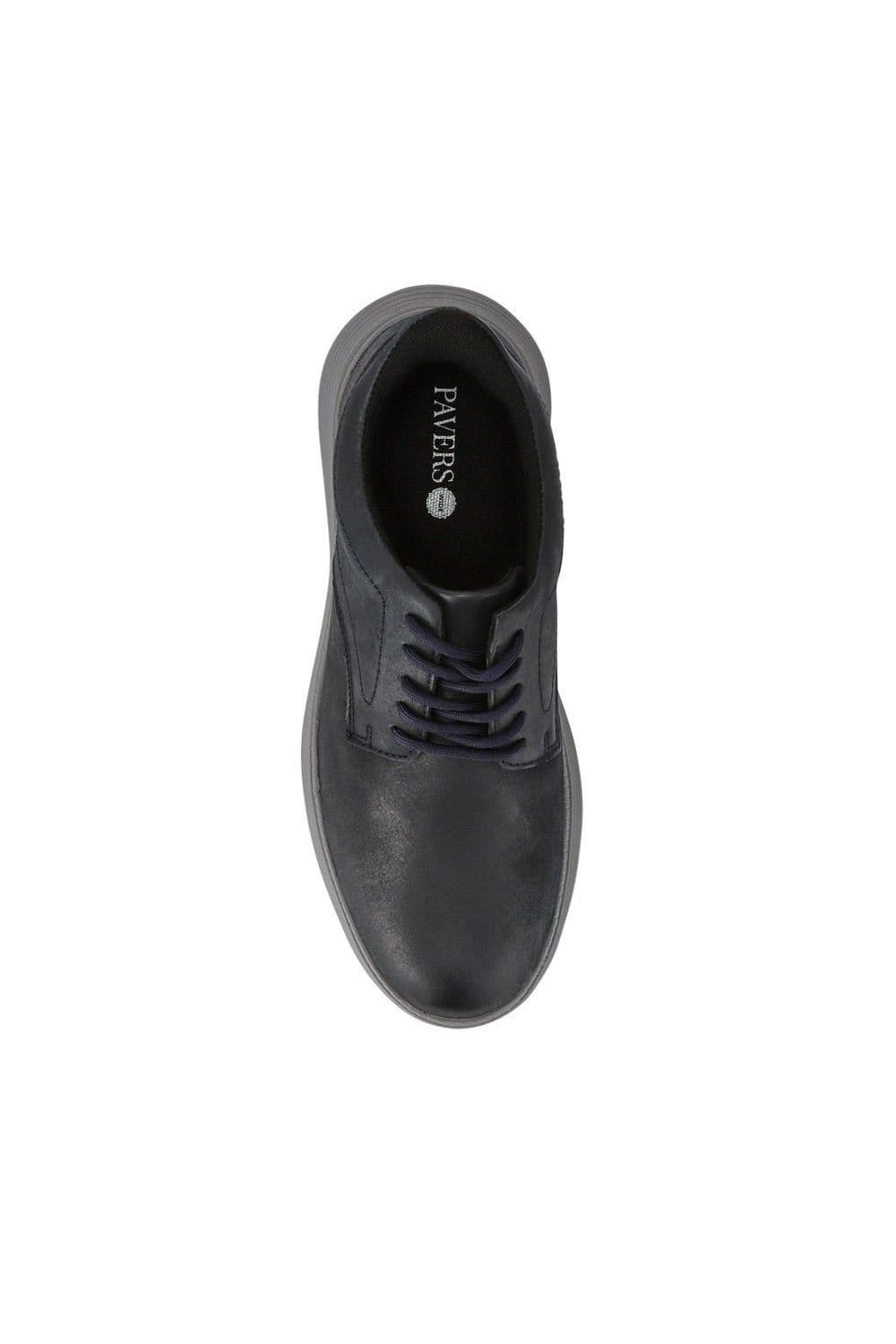 Pavers Pavers Men's Easy Step In Casual Leather Lace Up Shoes in Navy - 4