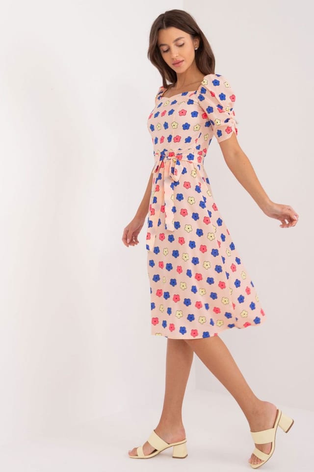 Love Lace Love Lace Women's Floral Flared Sweetheart Summer Puff Dress in Pink - 2