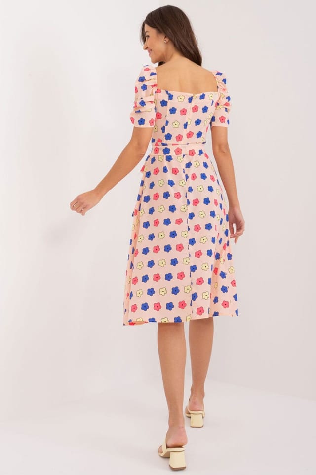 Love Lace Love Lace Women's Floral Flared Sweetheart Summer Puff Dress in Pink - 3