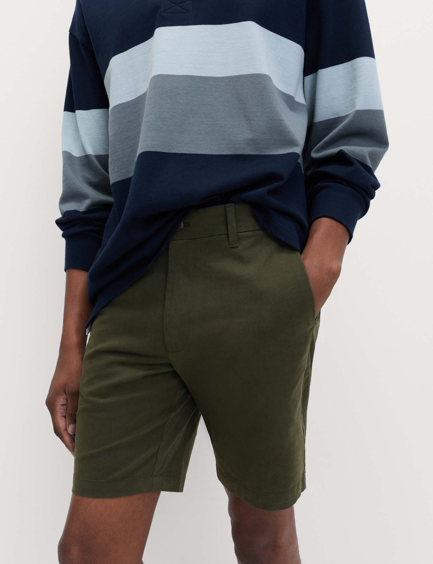 Marks & Spencer M&S Slim Fit Stretch Chino Shorts Dark Green