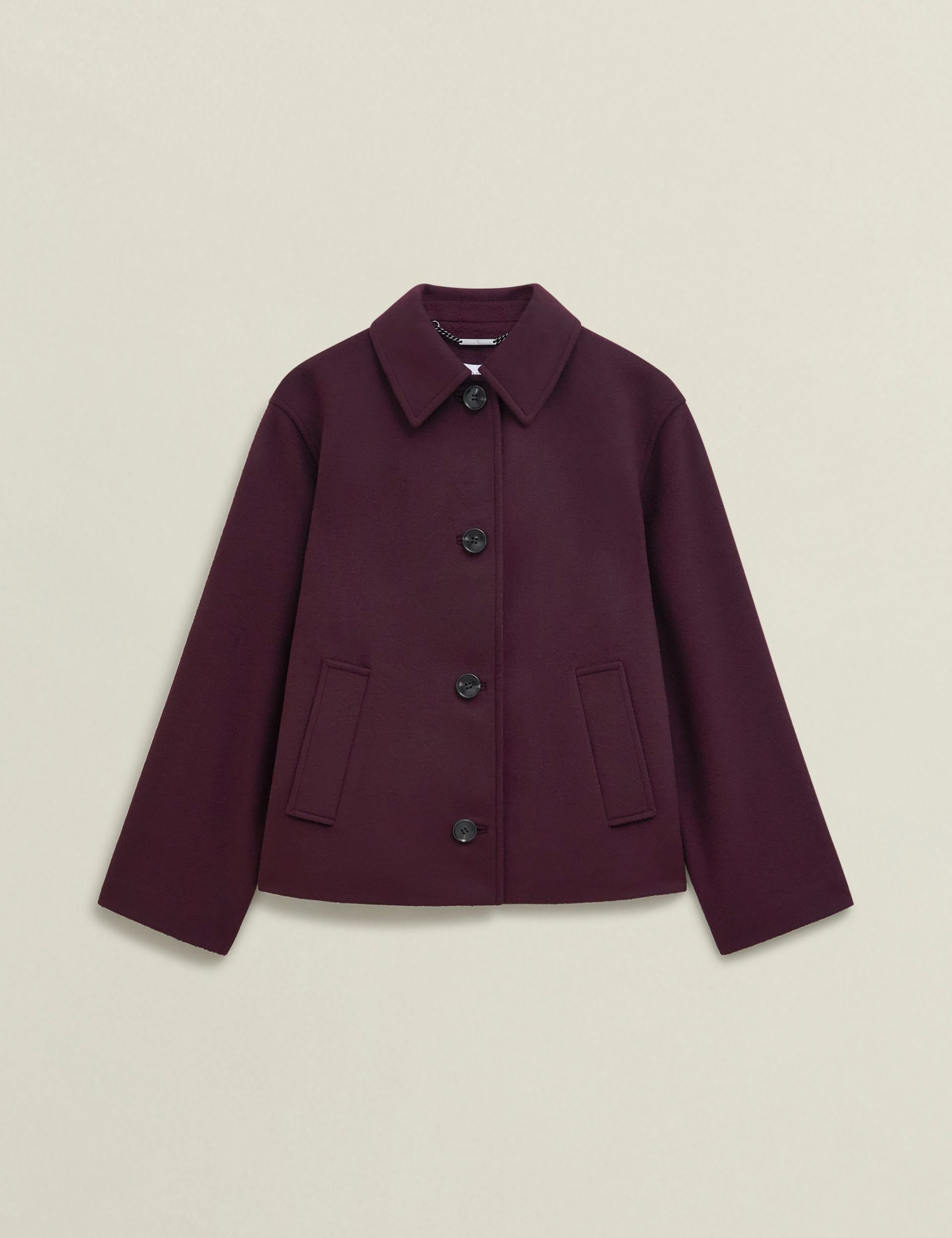Hobbs London Hobbs London Women's Zoe Long Sleeve Collared Coat in Aubergine - 2