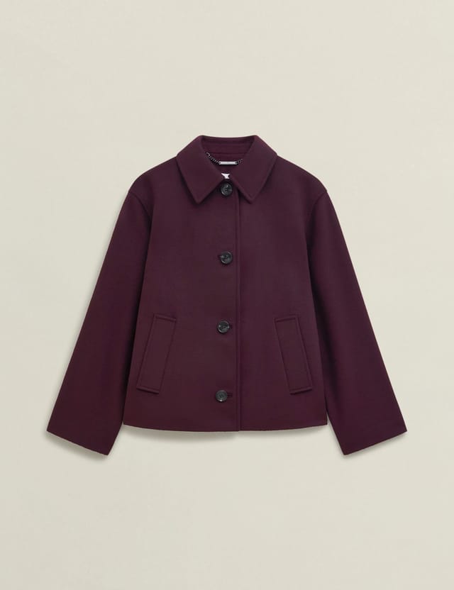 Hobbs London Hobbs London Women's Zoe Long Sleeve Collared Coat in Aubergine - 2