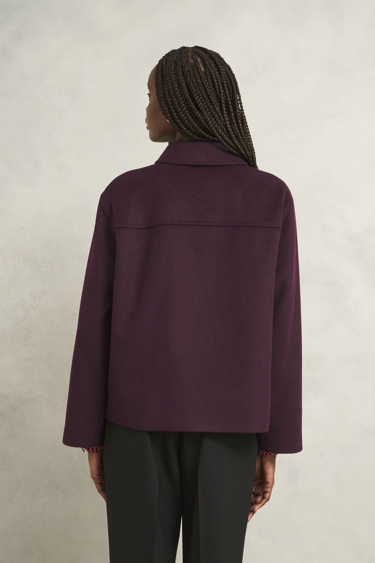 Hobbs London Hobbs London Women's Zoe Long Sleeve Collared Coat in Aubergine - 4