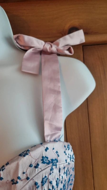 ASOS ASOS luxe rose floral crop top bustier ribbon tie shoulder size 10 - 1