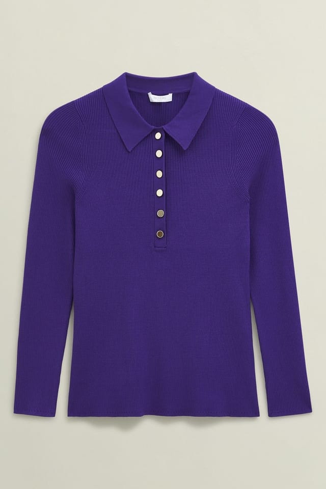 Hobbs London Hobbs London Women's Fara Knitted Shirt in Grape - 2
