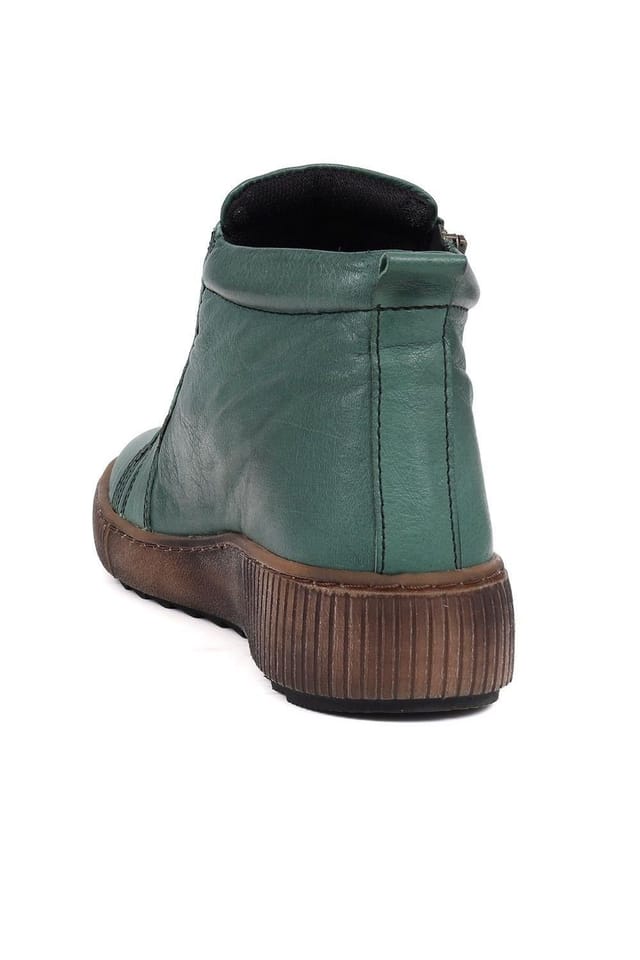 Pavers Pavers Women's Leather Lace-Up Boots in Green - 3