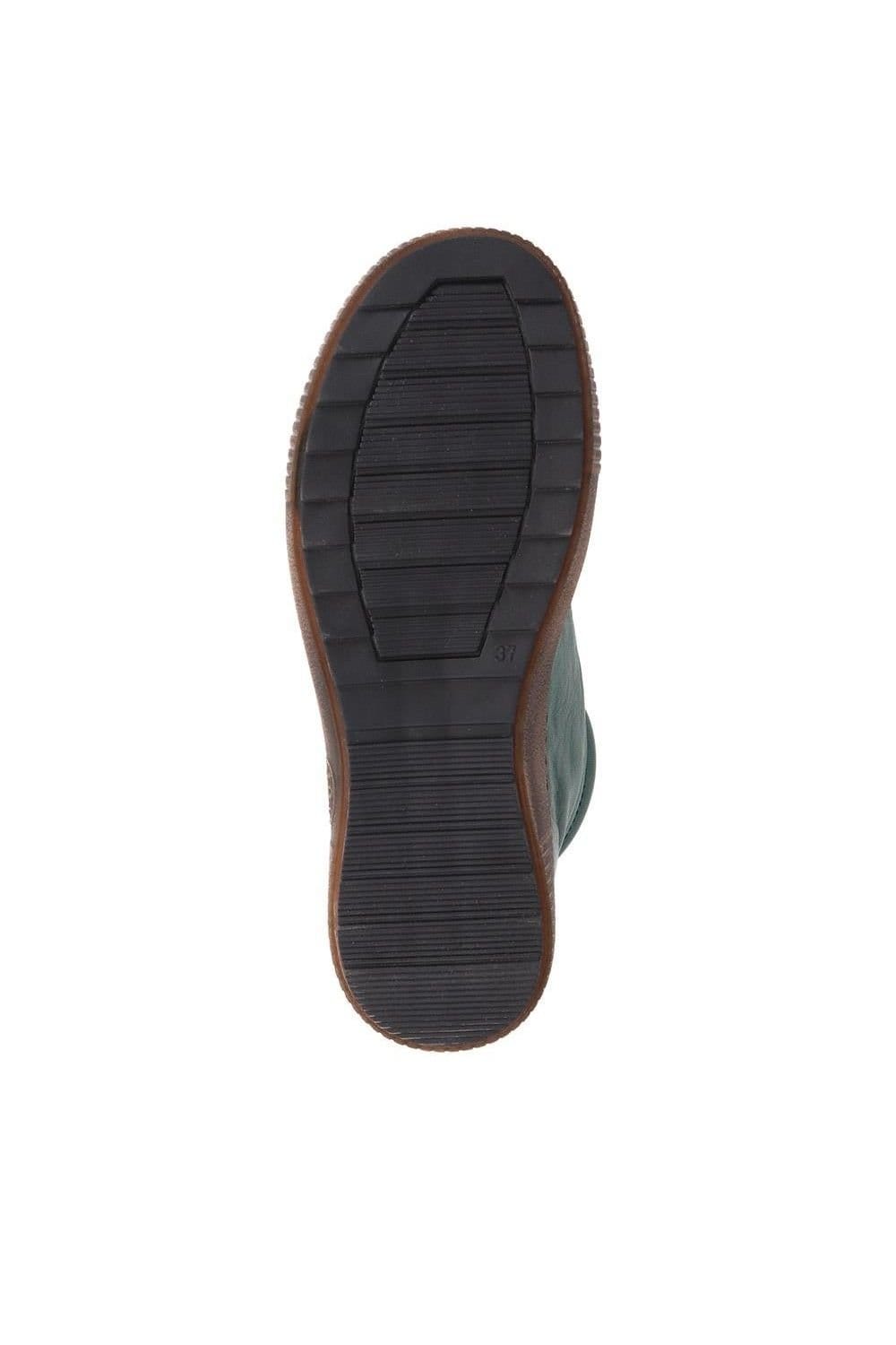 Pavers Pavers Women's Leather Lace-Up Boots in Green - 4