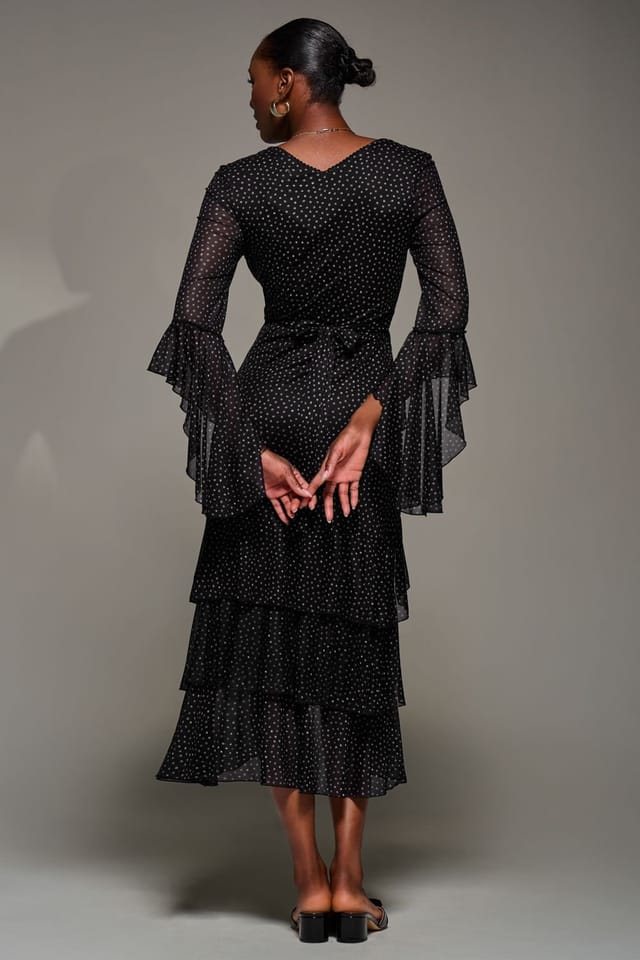 Jolie Moi Jolie Moi Women's Ruffle Sleeve Tiered Mesh Midaxi Dress - 2