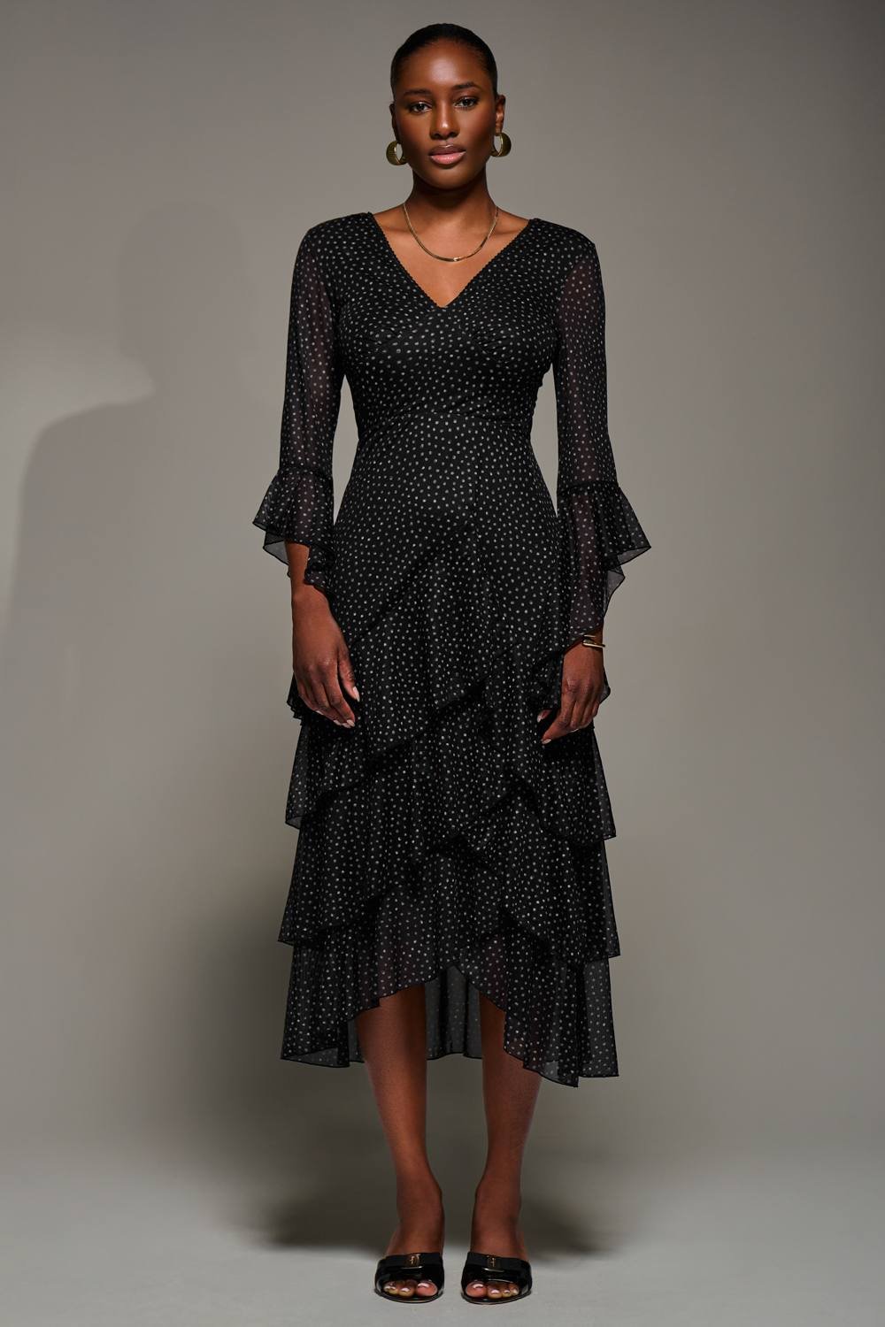 Jolie Moi Jolie Moi Women's Ruffle Sleeve Tiered Mesh Midaxi Dress - 3