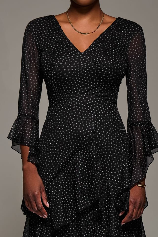 Jolie Moi Jolie Moi Women's Ruffle Sleeve Tiered Mesh Midaxi Dress - 3