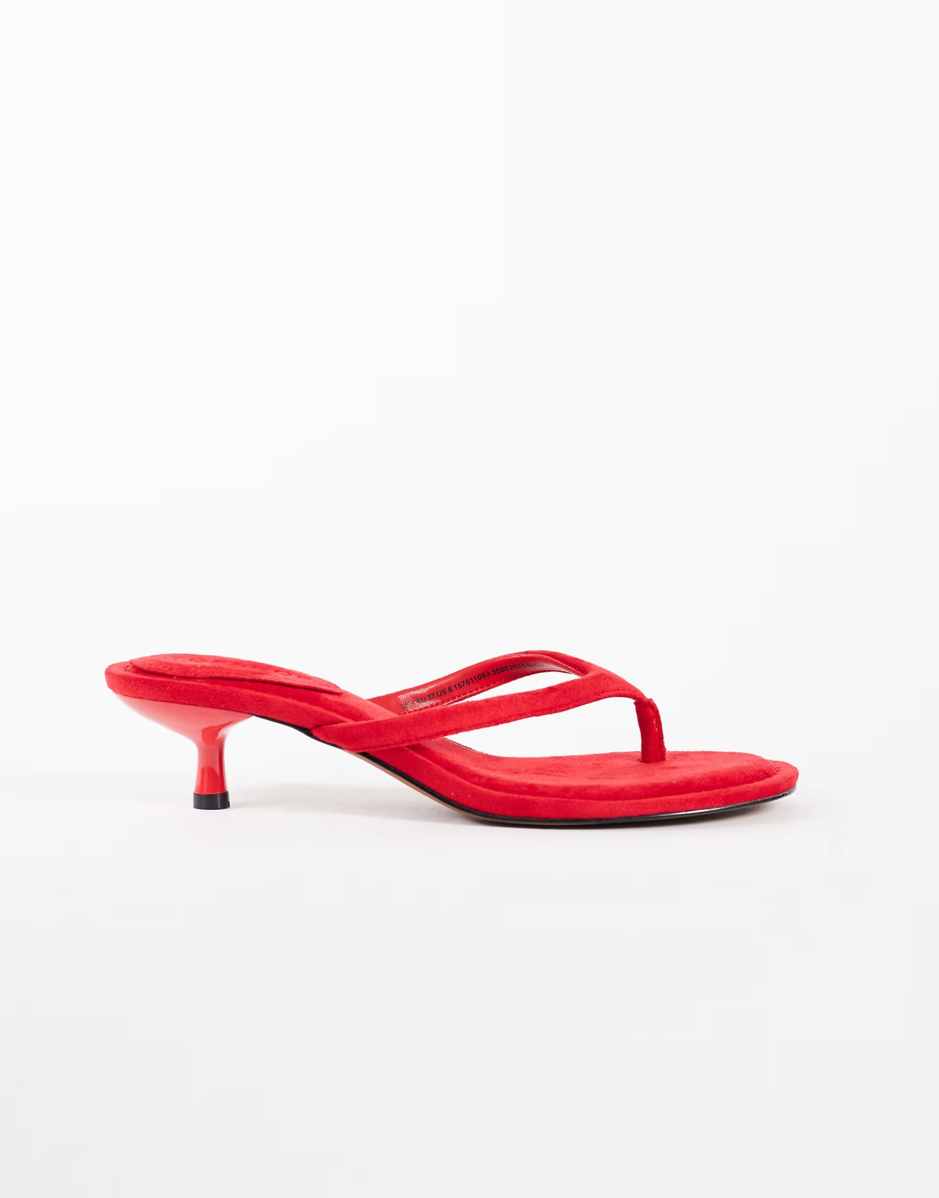 ASOS Topshop Axel toe thong mid heel sandal in red