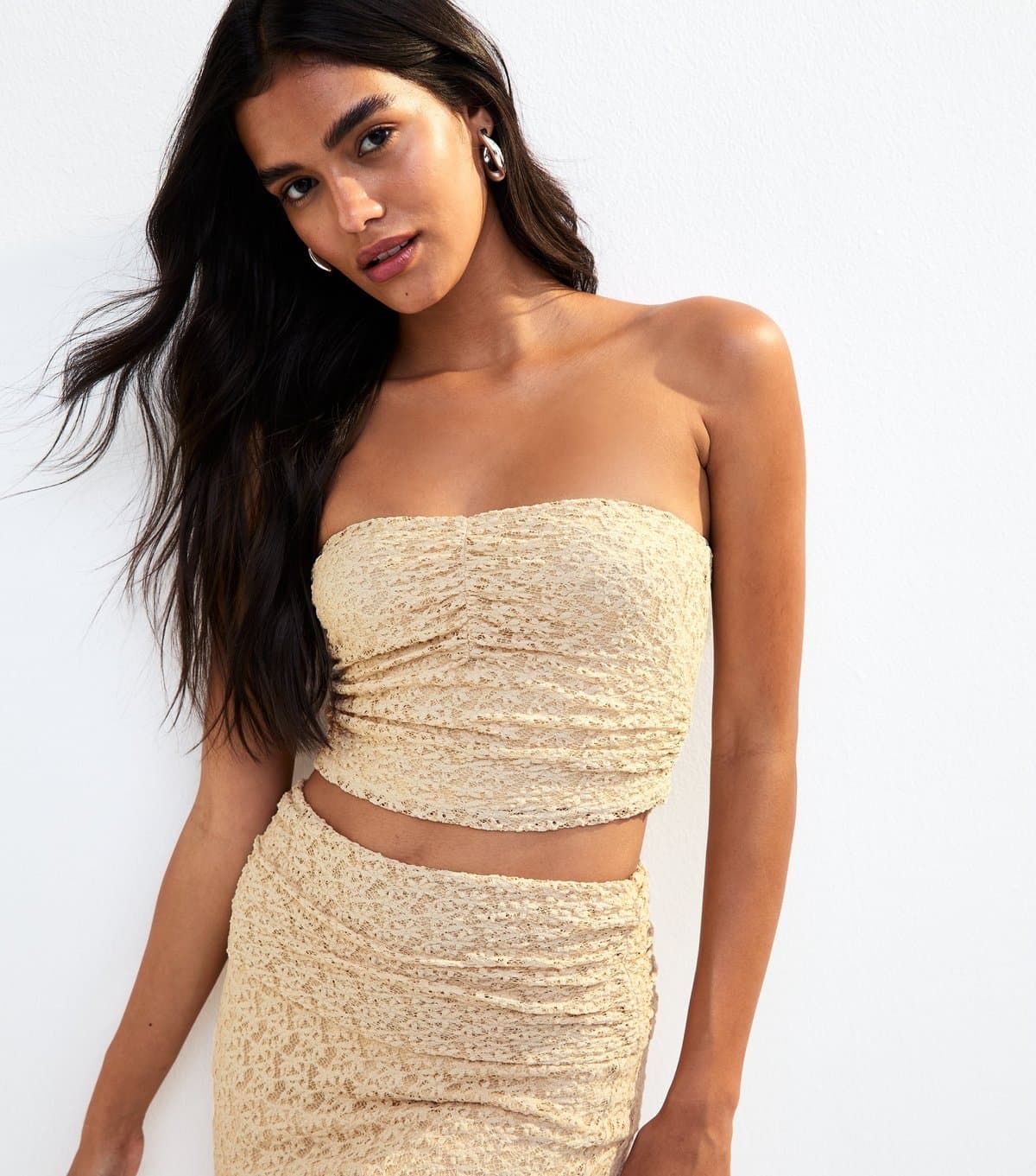 New Look Women's Cream Lace Bandeau Top New Look