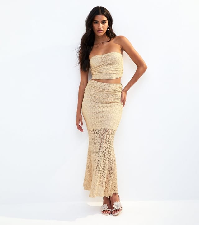 New Look Women's Cream Lace Bandeau Top New Look - 3