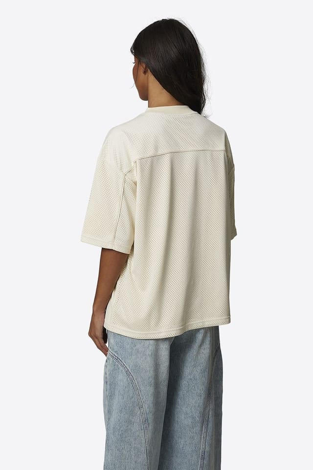 Good For Nothing Good For Nothing Women's Double Layered Mesh Jersey T-Shirt in Cream - 2